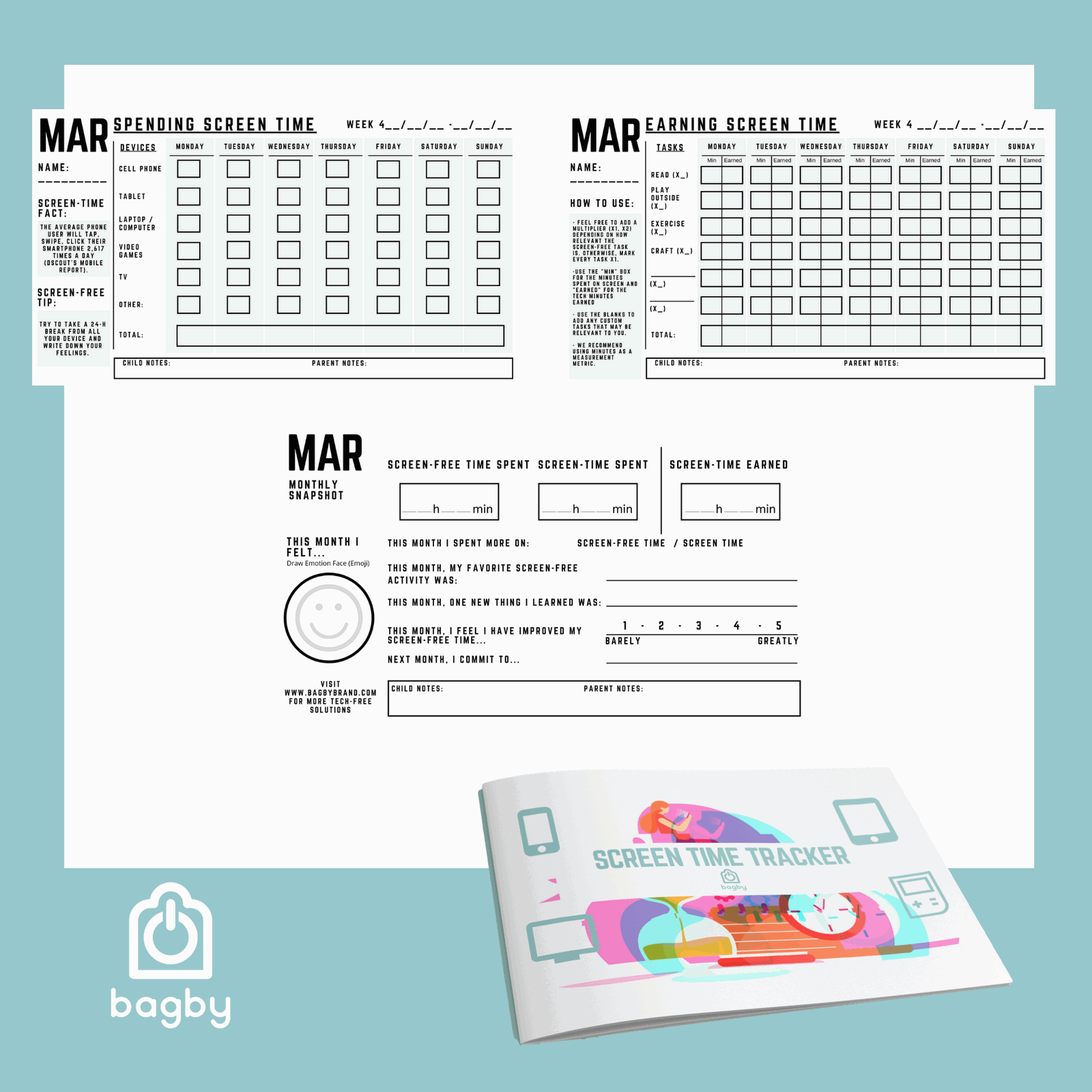 Printable Screen Time Tracker for Families - Bagby
