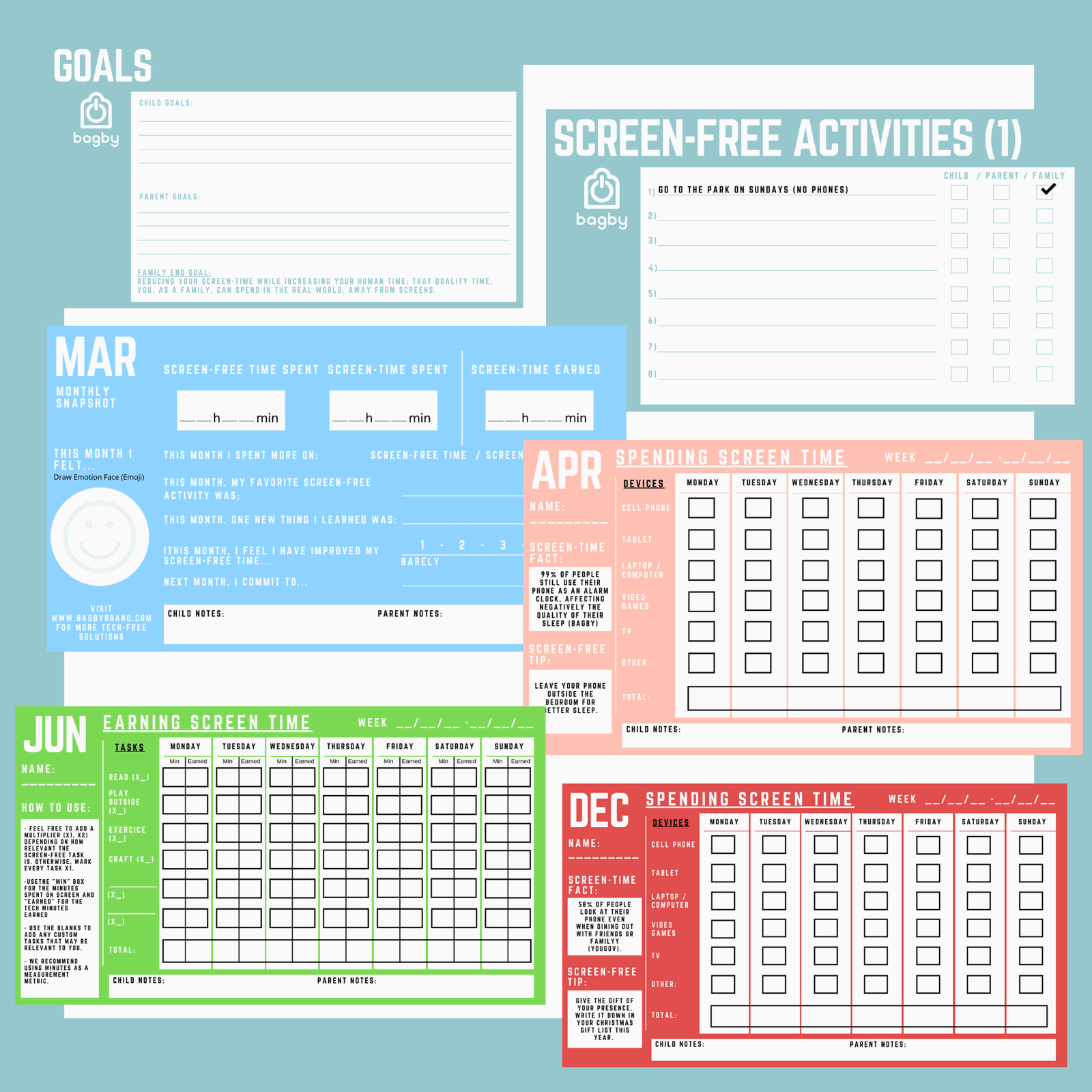 Printable Screen Time Tracker for Families - Bagby